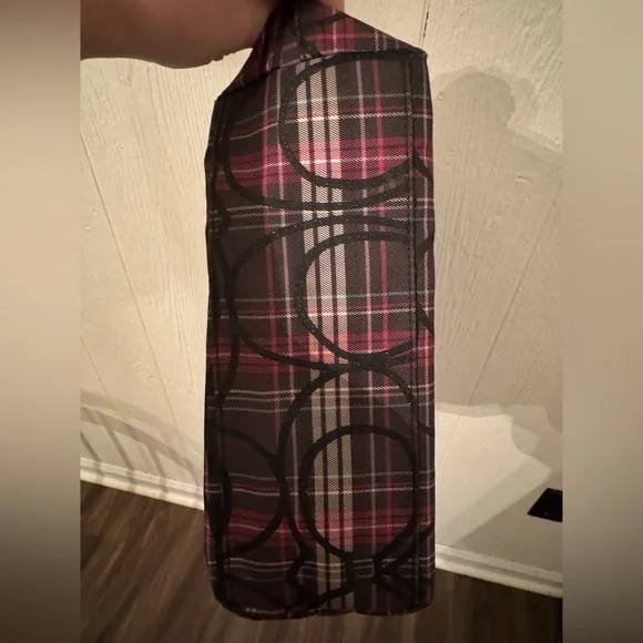 COACH Plaid Tote with Black Medallion - Black, Pink, Gray - Picture 12 of 12